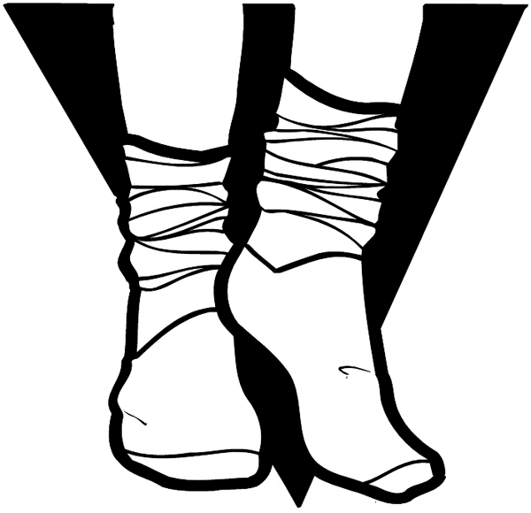 Feet with scrunchy socks vinyl decal. Customize on line. Fashion Clothes 036-0619